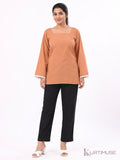 Kesariya Rust Lace-Up Back Short Kurti