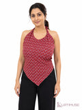 Laali Maroon Print Halter Neck Short Kurti