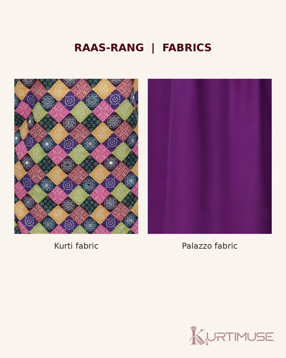 Raas-Rang Bandhani Print Strappy Kurti with Purple Palazzo Set